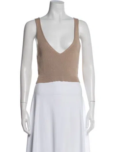 Pre-owned Goop G. Label V-neck Sleeveless Crop Top In Neutral