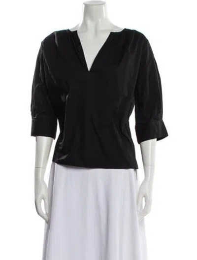 Pre-owned Goop G. Label V-neck Three-quarter Sleeve Blouse In Black