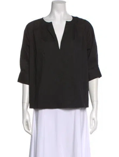Pre-owned Goop G. Label V-neck Three-quarter Sleeve Blouse In Black