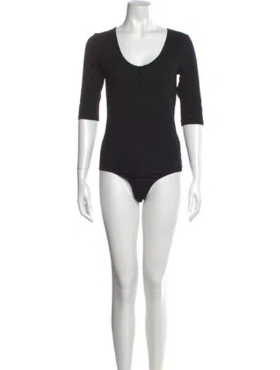 Pre-owned Goop G. Label V-neck Three-quarter Sleeve Bodysuit In Black