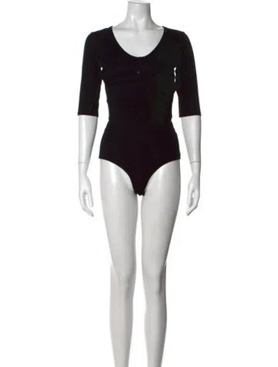Pre-owned Goop G. Label V-neck Three-quarter Sleeve Bodysuit In Black