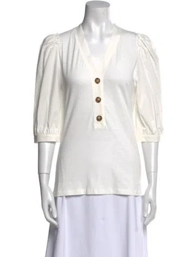 Pre-owned Goop G. Label V-neck Three-quarter Sleeve Polo In White