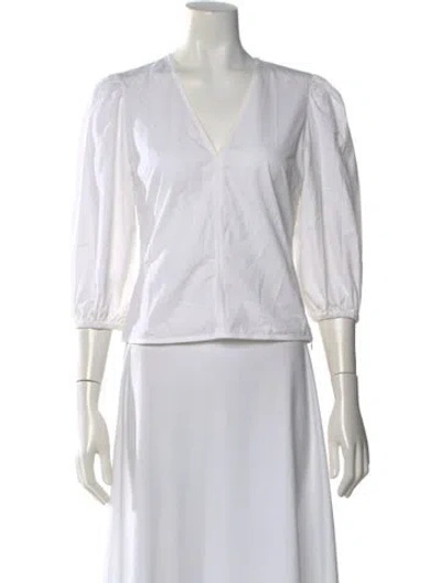 Pre-owned Goop G. Label V-neck Three-quarter Sleeve Top In White