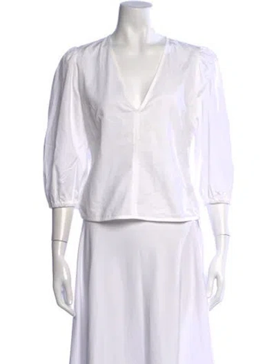 Pre-owned Goop G. Label V-neck Three-quarter Sleeve Top In White