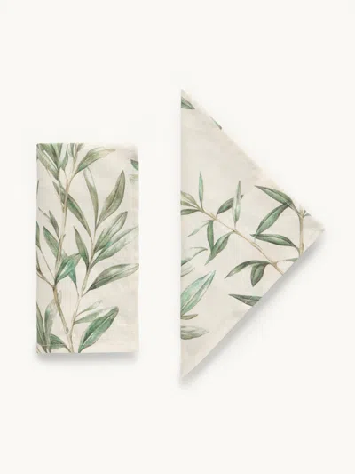 Goop X Cabana Goop-exclusive Olive-leaf Napkin Set Olive Leaf In Green