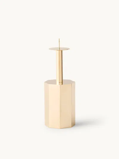 Goop X Cb2 Celestine Polished Brass Candle Holder In Gold