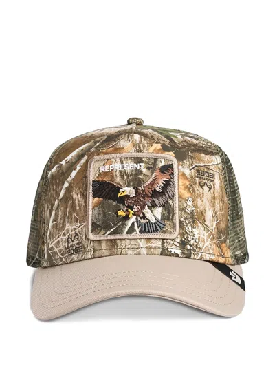 Goorin Bros Camouflage-print Eagle-patch Trucker Hat In Gold
