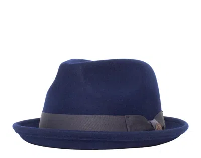 Goorin Bros Charlestowne Wool Pork Pie Fedora Hat Navy 100-0123-nvy In Blue