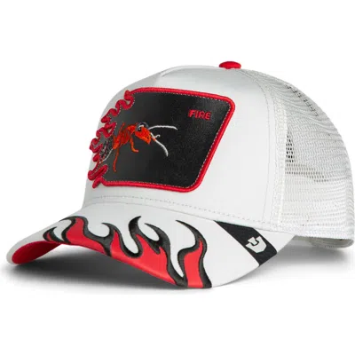 Goorin Bros . Fire Flames Embroidered Patch Trucker Hat In White