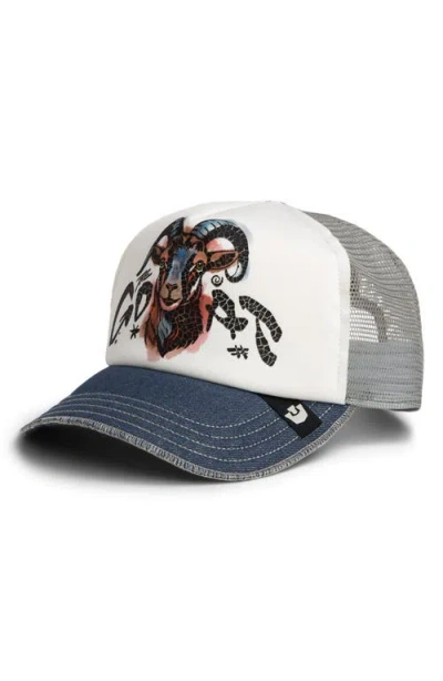Goorin Bros . Goat Disruption Patch Snapback Trucker Hat In White