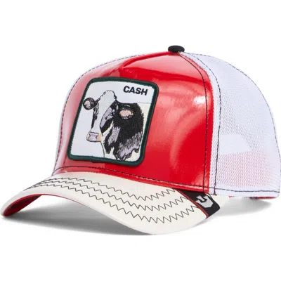 Goorin Bros . Golden Calf Mesh Trucker Hat In Black/white/ Red
