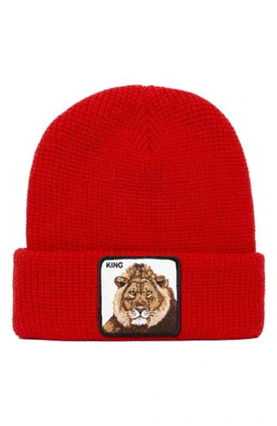 Goorin Bros . Jungle Jangle Lion Patch Beanie In Red