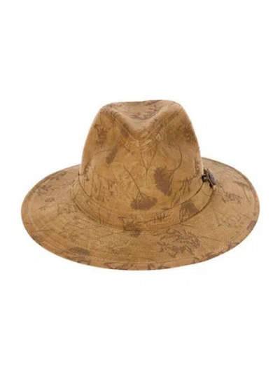 Pre-owned Goorin Bros Mustard Yellow Printed Cotton Fedora Hat