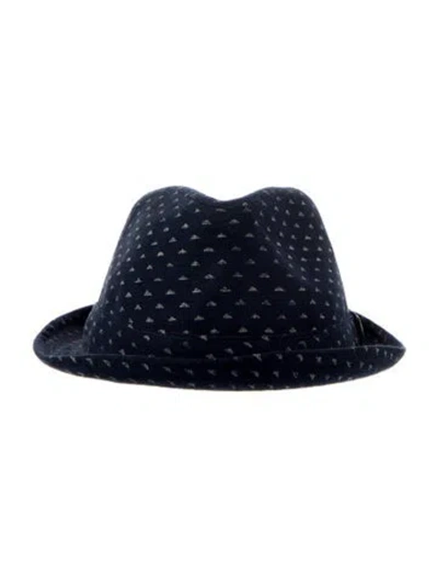 Pre-owned Goorin Bros Patterned Fedora Hat In Blue/white