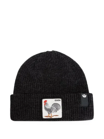 Goorin Bros Ribbed-knit Patch-detail Beanie Hat In Black