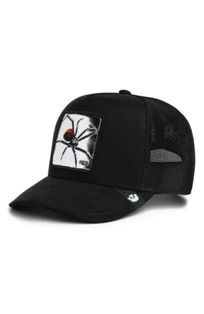 Goorin Bros . Silver Spider Patch Snapback Trucker Hat In Black