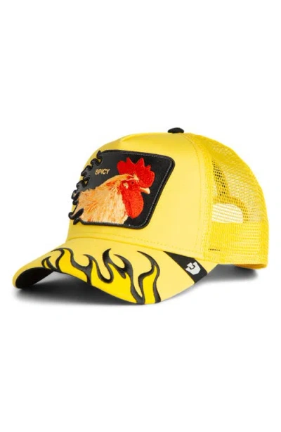 Goorin Bros . Spice Flames Patch Snapback Trucker Hat In Yellow