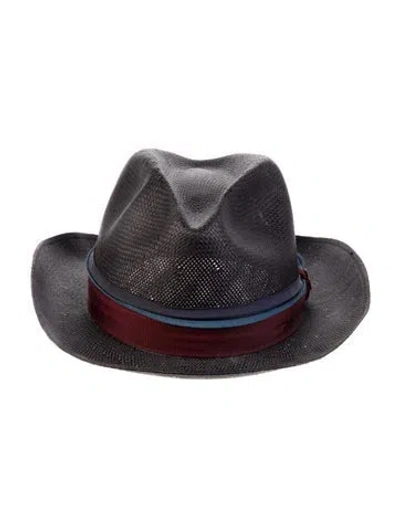 Pre-owned Goorin Bros Straw Fedora In Black