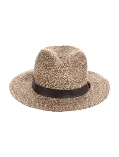 Pre-owned Goorin Bros Straw Fedora Hat In Brown