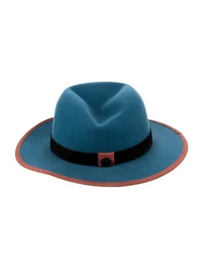Pre-owned Goorin Bros Suede Fedora Hat In Blue