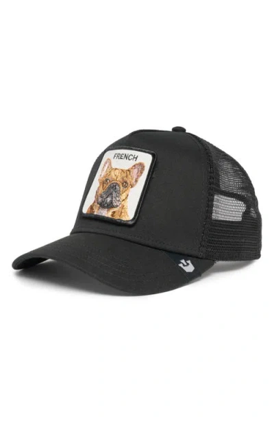 Goorin Bros . The French Frenchie Dog Patch Snapback Trucker Hat In Black