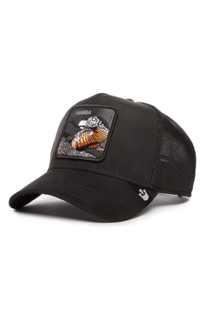 Goorin Bros . The Suede Mamba Patch Snapback Trucker Hat In Black
