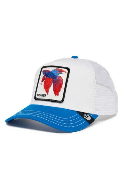 Goorin Bros . V2 Fighter Fish Patch Snapback Trucker Hat In Blue