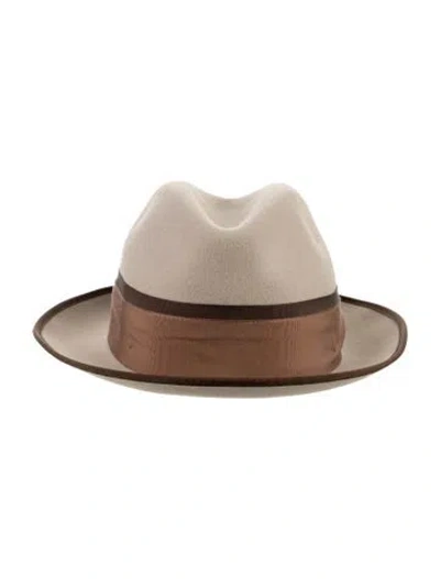 Pre-owned Goorin Bros Wool Grosgrain Trim Fedora In Brown/neutrals