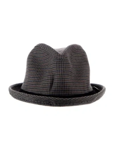 Pre-owned Goorin Bros Wool Houndstooth Fedora Hat In Grey