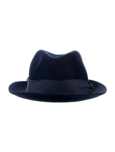 Pre-owned Goorin Bros Wool Monotone Fedora Hat In Blue