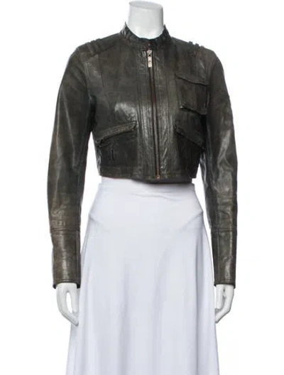 Pre-owned Goosecraft Linen Biker Jacket In Brown