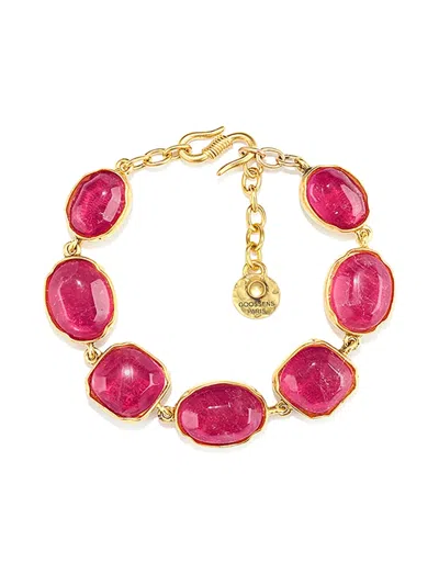 Goossens 24k Yellow Gold Cabochons Bracelet In Pink