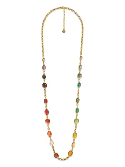 Goossens Cabochons 24kt Gold Plated Long Necklace