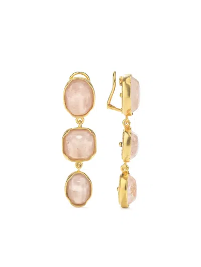 Goossens Cabochons Clip-on Drop Earrings In Gold