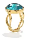 Goossens Eckiger Ring Mit Cabochon In Gold