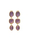 Goossens Cabochons Three Pendants Earrings In Purple
