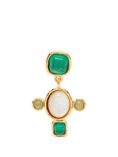 Goossens Cross Lagune Earrings In Green