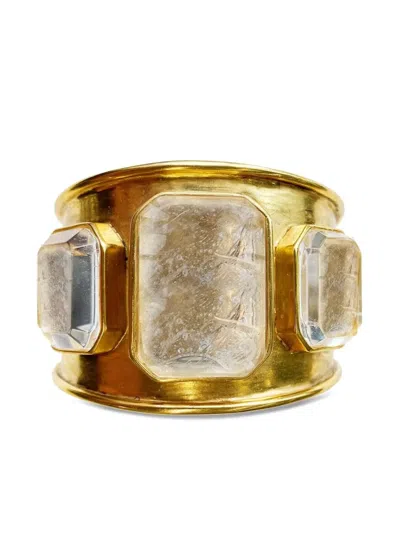 Goossens Stone Cuff In Rock Crystal In Gold
