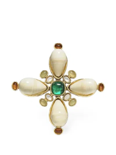 Goossens Lagune Embellished Brooch In Neutral