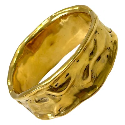Pre-owned Goossens Paris 24ct Gold Dipped Brass Lut�ce Cuff Bracelet In Multiple