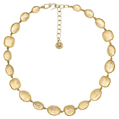 Pre-owned Goossens Paris 24k Gold Plated Brass Rock Crystal Choker Necklace In Multi
