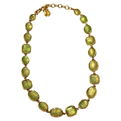 Pre-owned Goossens Paris 24k Gold-plated Choker Necklace With Rock Crystals In Multi