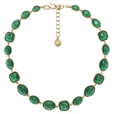 Pre-owned Goossens Paris Emerald Green Rock Crystal Necklace