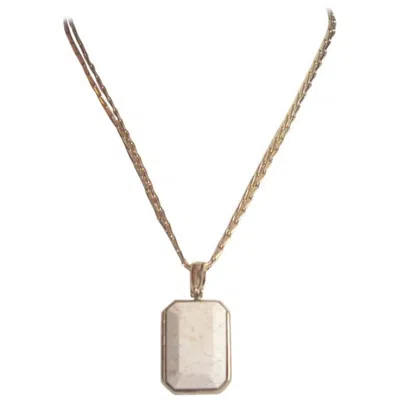 Pre-owned Goossens Paris Pale Gold And White Marble Pendant Necklace