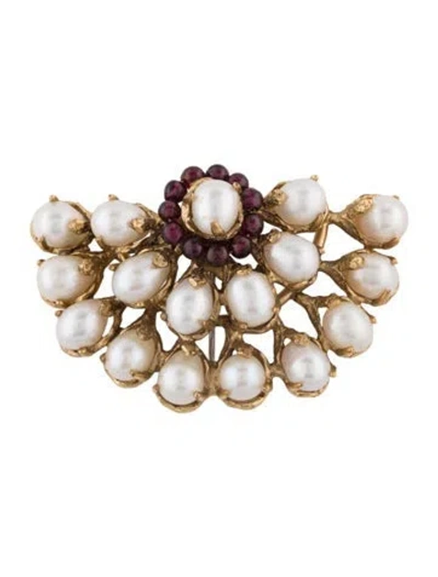 Pre-owned Goossens Paris Pearl Brooch In Multi