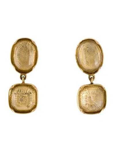 Pre-owned Goossens Paris Resin Cabochons Two Drop Clip On Earrings In Multicolor