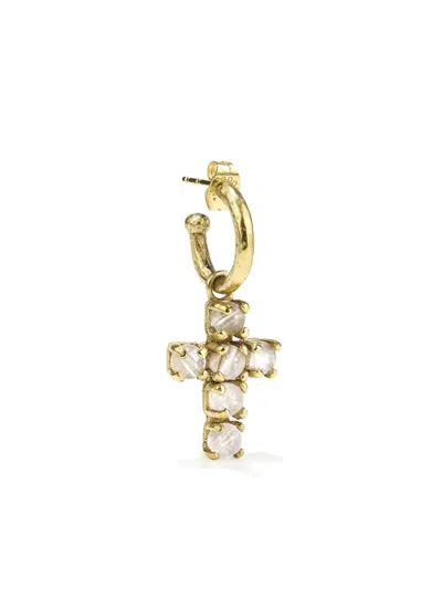 Goossens Stones Cross-pendant Earring In Gold