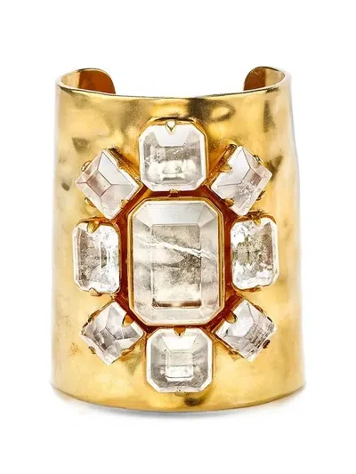 Goossens Stones Rock Crystal Cuff Bracelet In Gold