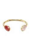 Goossens Talisman Cabochons Bracelet In Yellow Gold Bicolor Powdery Pink And Grenadine