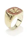 Goossens Talisman Clover Signet Ring In Old Pink